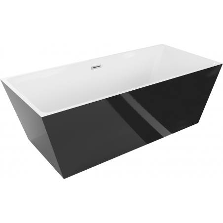 Mexen Lita freistehende Badewanne 170 x 75 cm, weiß/schwarz, Überlauf chrom - 52121707575-01