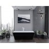 Mexen Lita freistehende Badewanne 170 x 75 cm, weiß/schwarz, weißer Überlauf - 52121707575-20