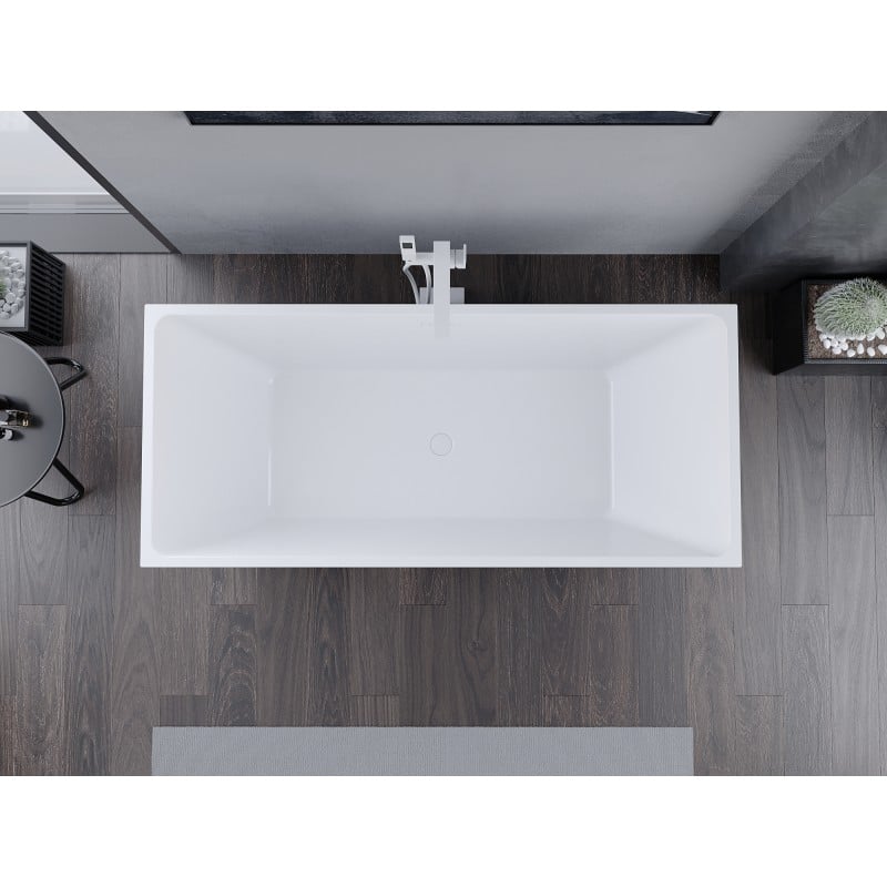 Mexen Lita freistehende Badewanne 170 x 75 cm, weiß/schwarz, weißer Überlauf - 52121707575-20