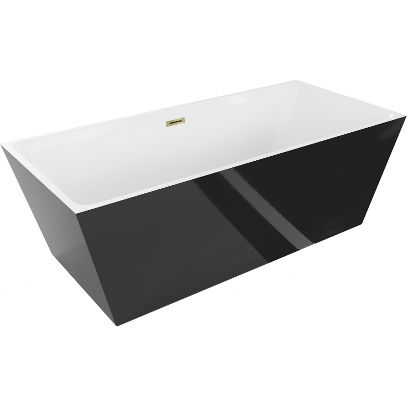 Mexen Lita freistehende Badewanne 170 x 75 cm, weiß/schwarz, Überlauf gold - 52121707575-50
