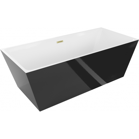 Mexen Lita freistehende Badewanne 170 x 75 cm, weiß/schwarz, Überlauf gold gebürstet - 52121707575-55