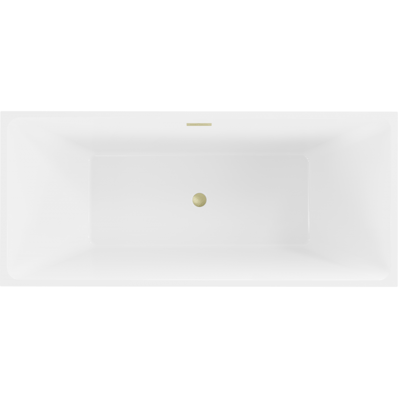 Mexen Lita freistehende Badewanne 170 x 75 cm, weiß/schwarz, Überlauf gold gebürstet - 52121707575-55
