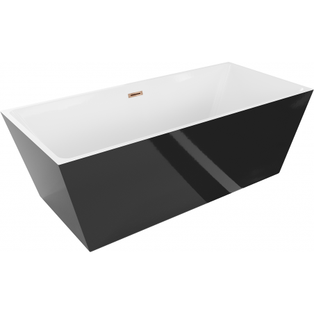 Mexen Lita freistehende Badewanne 170 x 75 cm, weiß/schwarz, Überlauf Roségold - 52121707575-60