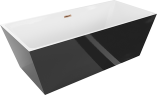 Mexen Lita freistehende Badewanne 170 x 75 cm, weiß/schwarz, Überlauf Roségold - 52121707575-60