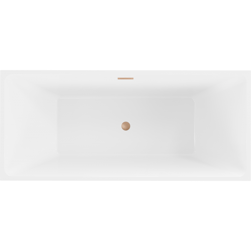Mexen Lita freistehende Badewanne 170 x 75 cm, weiß/schwarz, Überlauf gebürstetes Kupfer - 52121707575-65