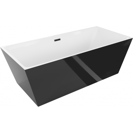 Mexen Lita freistehende Badewanne 170 x 75 cm, weiß/schwarz, schwarzer Überlauf - 52121707575-70