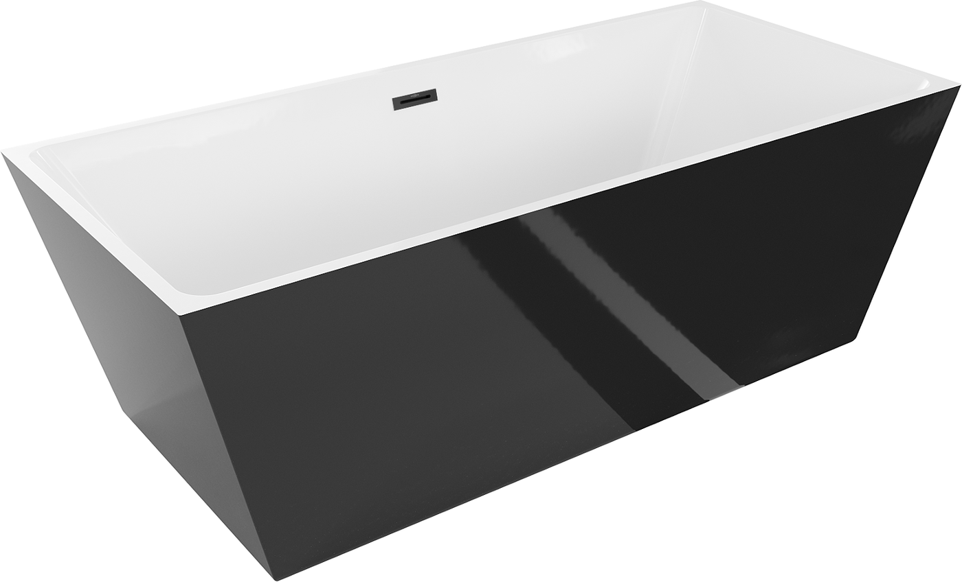 Mexen Lita freistehende Badewanne 170 x 75 cm, weiß/schwarz, schwarze Überlauf - 52121707575-70