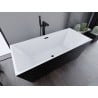 Mexen Lita freistehende Badewanne 170 x 75 cm, weiß/schwarz, schwarzer Überlauf - 52121707575-70