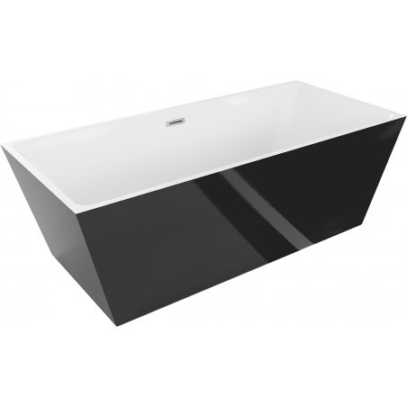 Mexen Lita freistehende Badewanne 170 x 75 cm, weiß/schwarz, Überlauf gebürsteter Nickel - 52121707575-97