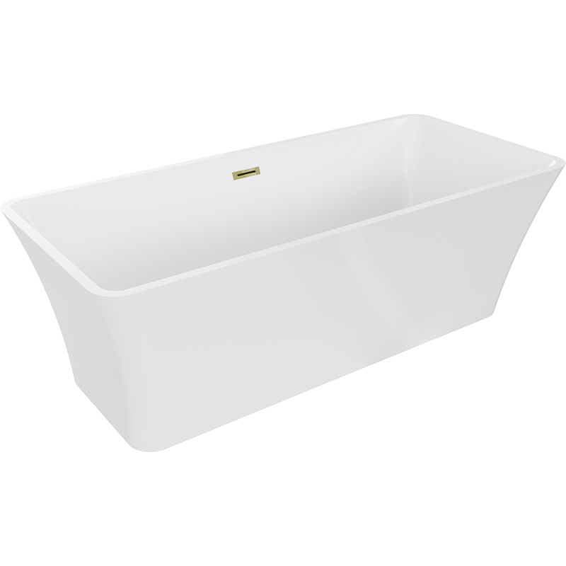 Mexen Tonia freistehende Badewanne 170 x 75 cm, weiß, Überlauf gold - 52171707500-50