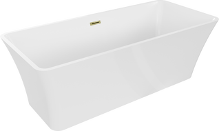 Mexen Tonia freistehende Badewanne 170 x 75 cm, weiß, Überlauf gold - 52171707500-50