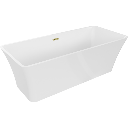 Mexen Tonia freistehende Badewanne 170 x 75 cm, weiß, Überlauf gold gebürstet - 52171707500-55