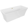Mexen Tonia freistehende Badewanne 170 x 75 cm, weiß, Überlauf gold gebürstet - 52171707500-55