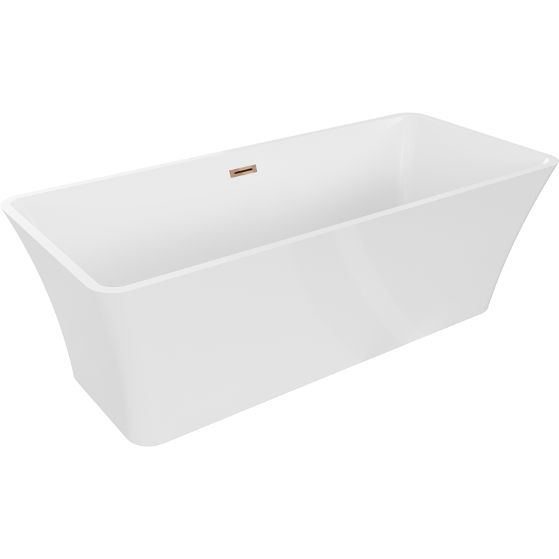 Mexen Tonia freistehende Badewanne 170 x 75 cm, weiß, Überlauf Roségold - 52171707500-60