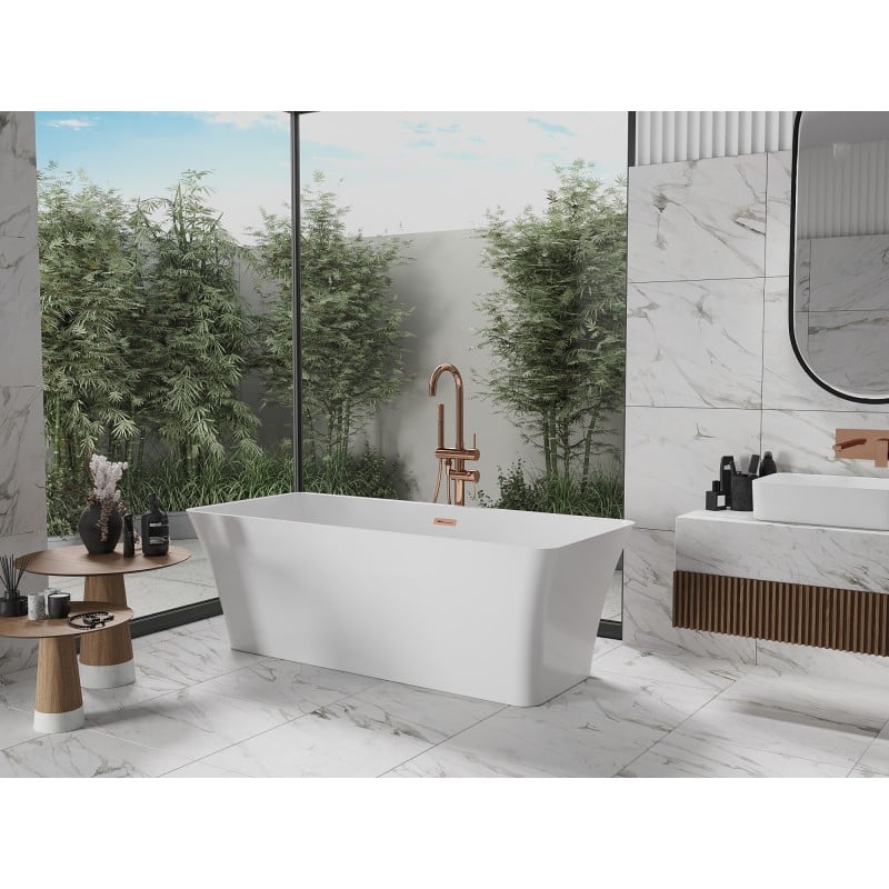 Mexen Tonia freistehende Badewanne 170 x 75 cm, weiß, Überlauf Roségold - 52171707500-60
