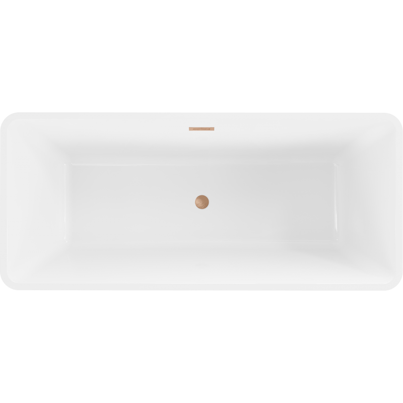 Mexen Tonia freistehende Badewanne 170 x 75 cm, weiß, Überlauf gebürstetes Kupfer - 52171707500-65