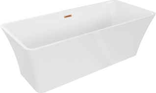 Mexen Tonia freistehende Badewanne 170 x 75 cm, weiß, Überlauf gebürstetes Kupfer - 52171707500-65