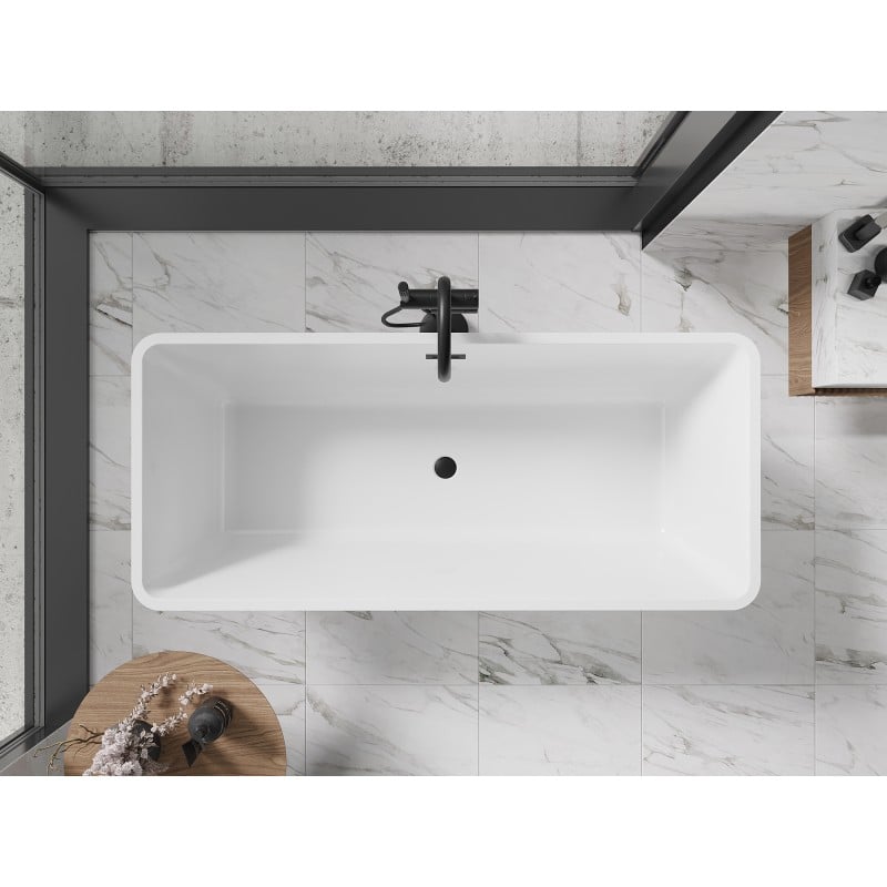 Mexen Tonia freistehende Badewanne 170 x 75 cm, weiß, schwarzer Überlauf - 52171707500-70