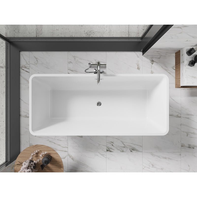Mexen Tonia freistehende Badewanne 170 x 75 cm, weiß/schwarz, Überlauf chrom - 52171707575-01
