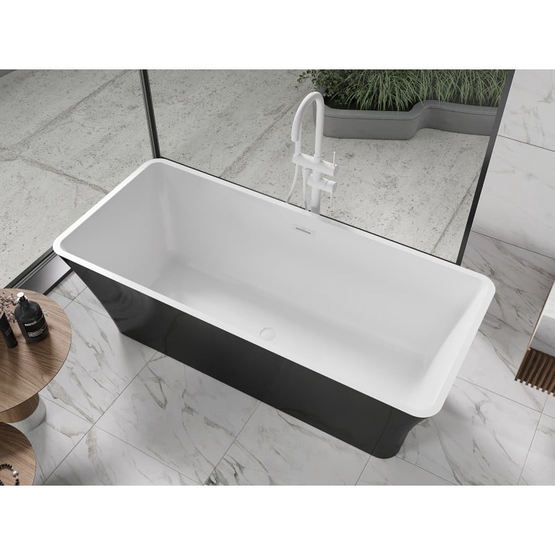 Mexen Tonia freistehende Badewanne 170 x 75 cm, weiß/schwarz, Überlauf weiß - 52171707575-20