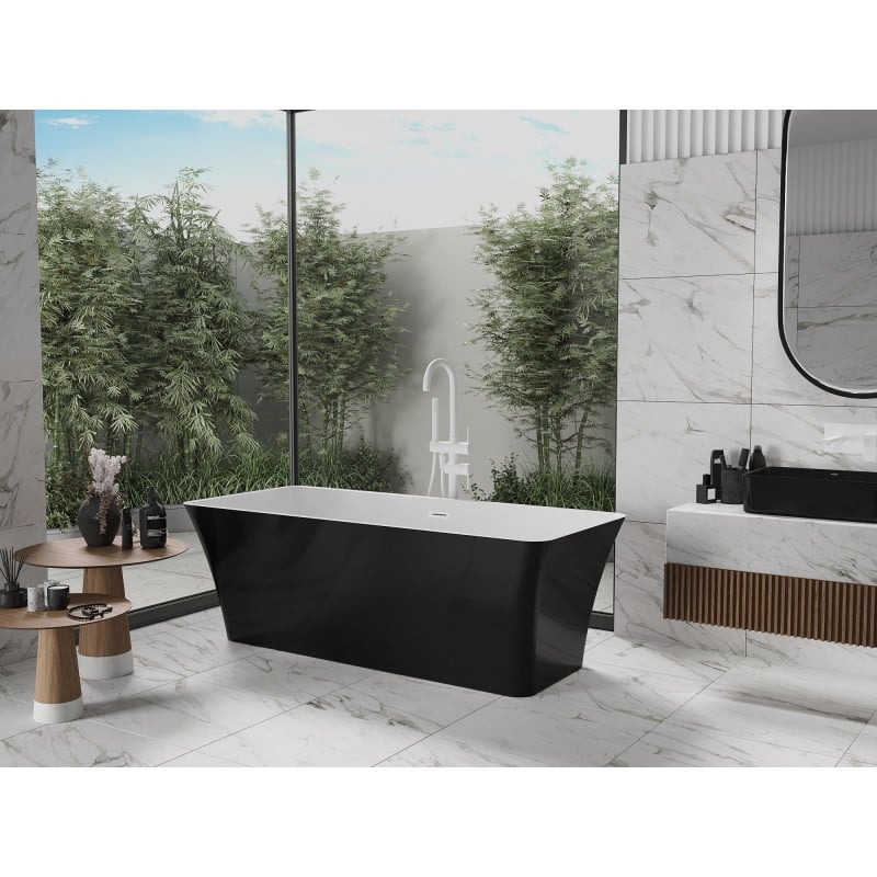 Mexen Tonia freistehende Badewanne 170 x 75 cm, weiß/schwarz, Überlauf weiß - 52171707575-20