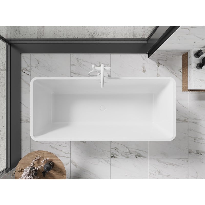 Mexen Tonia freistehende Badewanne 170 x 75 cm, weiß/schwarz, Überlauf weiß - 52171707575-20