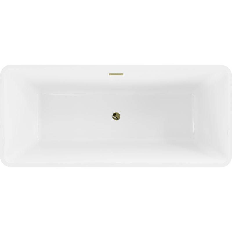 Mexen Tonia freistehende Badewanne 170 x 75 cm, weiß/schwarz, Überlauf gold - 52171707575-50