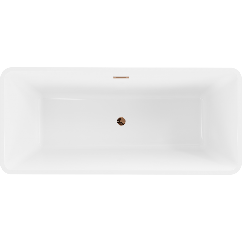 Mexen Tonia freistehende Badewanne 170 x 75 cm, weiß/schwarz, Überlauf roségold - 52171707575-60