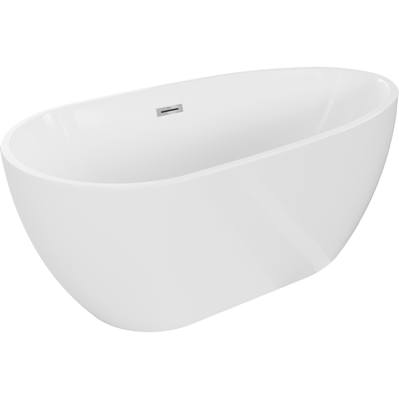 Mexen Eos freistehende Badewanne 150 x 75 cm, weiß, Überlauf chrom - 52471507500-01