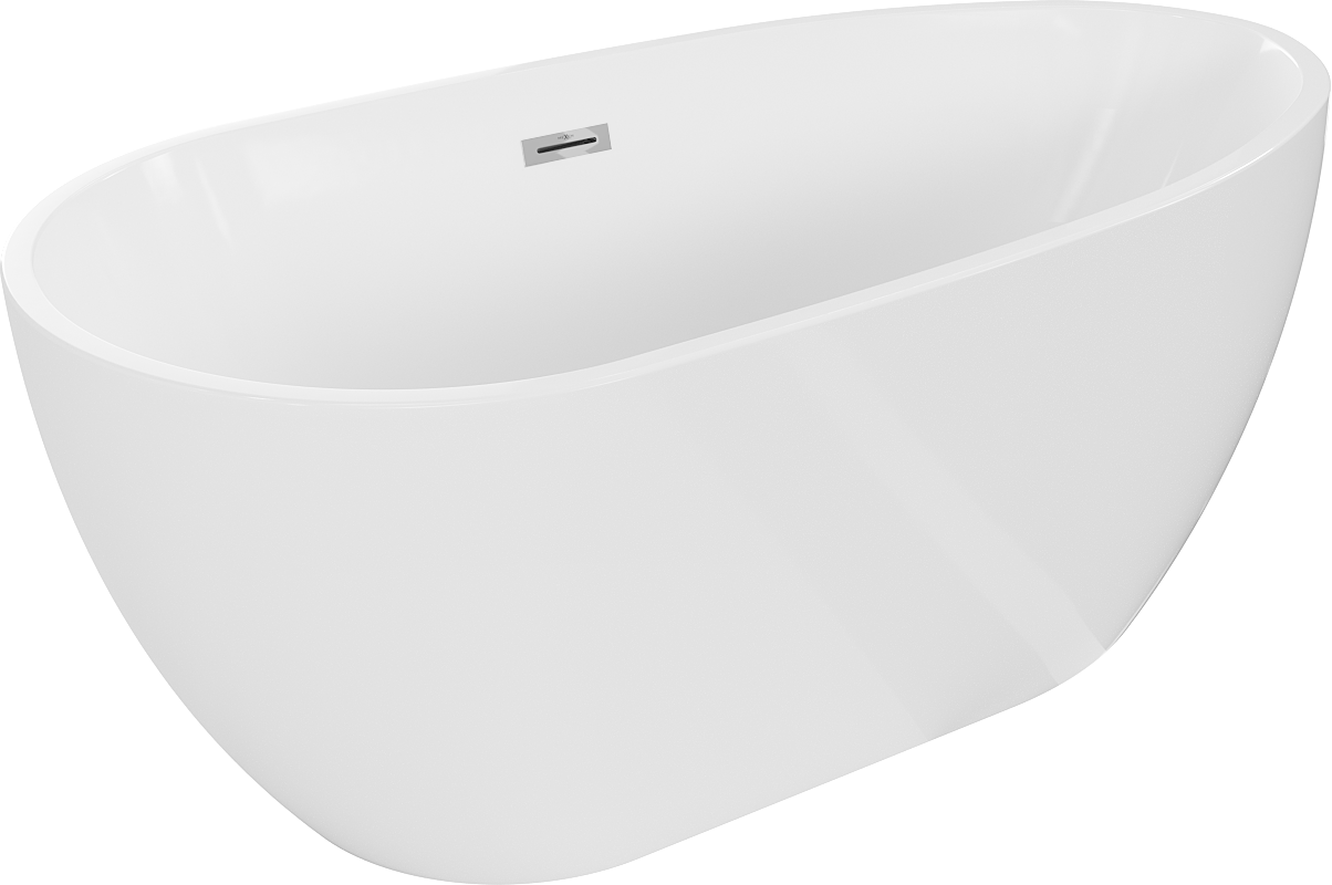 Mexen Eos freistehende Badewanne 150 x 75 cm, weiß, mit Überlauf chrom - 52471507500-01