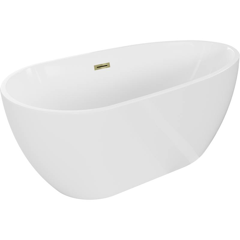 Mexen Eos freistehende Badewanne 150 x 75 cm, weiß, goldener Überlauf - 52471507500-50