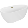 Mexen Eos freistehende Badewanne 170 x 75 cm, weiß, Überlauf gold - 52471707500-50