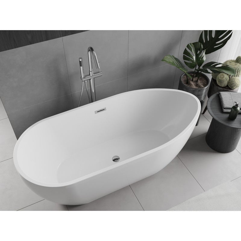 Mexen Eos freistehende Badewanne 170 x 75 cm, weiß, Überlauf chrom - 52471707500-01