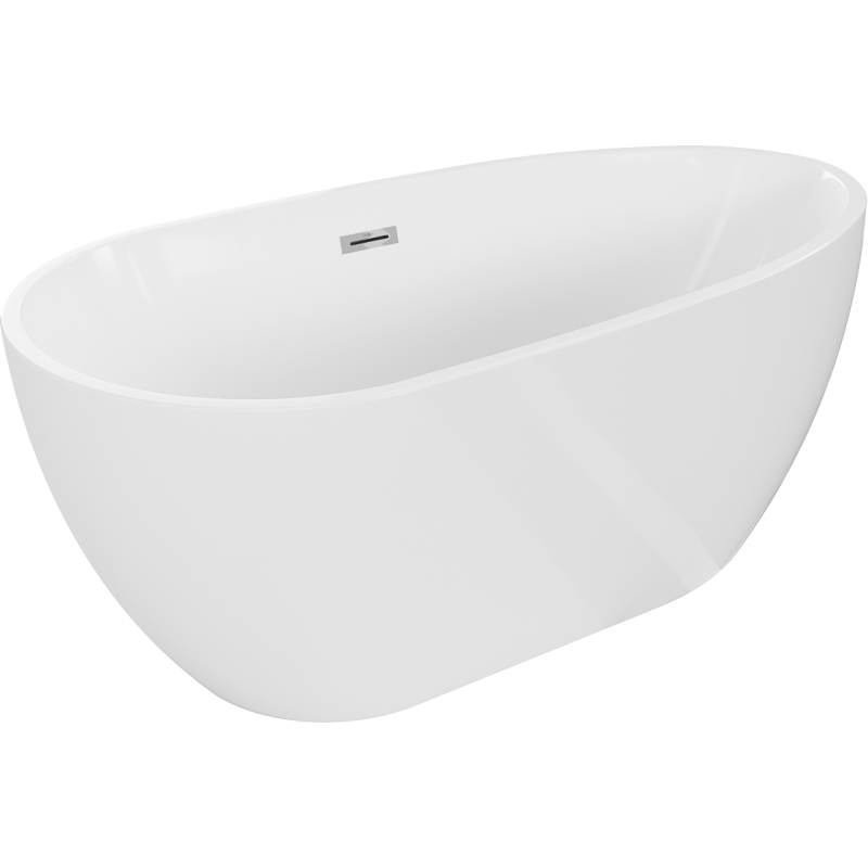 Mexen Eos freistehende Badewanne 170 x 75 cm, weiß, Überlauf chrom - 52471707500-01
