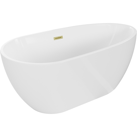 Mexen Eos freistehende Badewanne 170 x 75 cm, weiß, Überlauf mit gebürstetem Gold - 52471707500-55