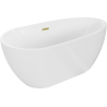 Mexen Eos freistehende Badewanne 170 x 75 cm, weiß, Überlauf gebürstetes Gold - 52471707500-55