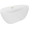Mexen Eos freistehende Badewanne 150 x 75 cm, weiß, Überlauf gold gebürstet - 52471507500-55