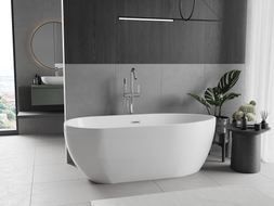 Mexen Eos freistehende Badewanne 150 x 75 cm, weiß, Überlauf chrom - 52471507500-01