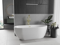 Mexen Eos freistehende Badewanne 150 x 75 cm, weiß, goldener Überlauf - 52471507500-50