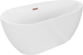 Mexen Eos freistehende Badewanne 150 x 75 cm, weiß, Überlauf Roségold - 52471507500-60