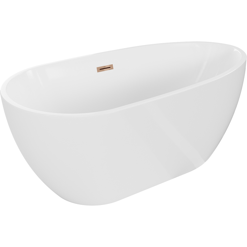 Mexen Eos freistehende Badewanne 170 x 75 cm, weiß, Überlauf Roségold - 52471707500-60