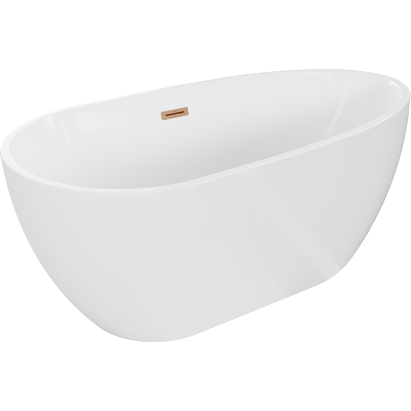 Mexen Eos freistehende Badewanne 170 x 75 cm, weiß, Überlauf gebürstetes Kupfer - 52471707500-65