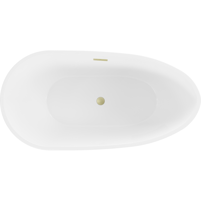 Mexen Eos freistehende Badewanne 150 x 75 cm, weiß, Überlauf gold gebürstet - 52471507500-55