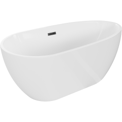 Mexen Eos freistehende Badewanne 150 x 75 cm, weiß, schwarze Überlauf - 52471507500-70