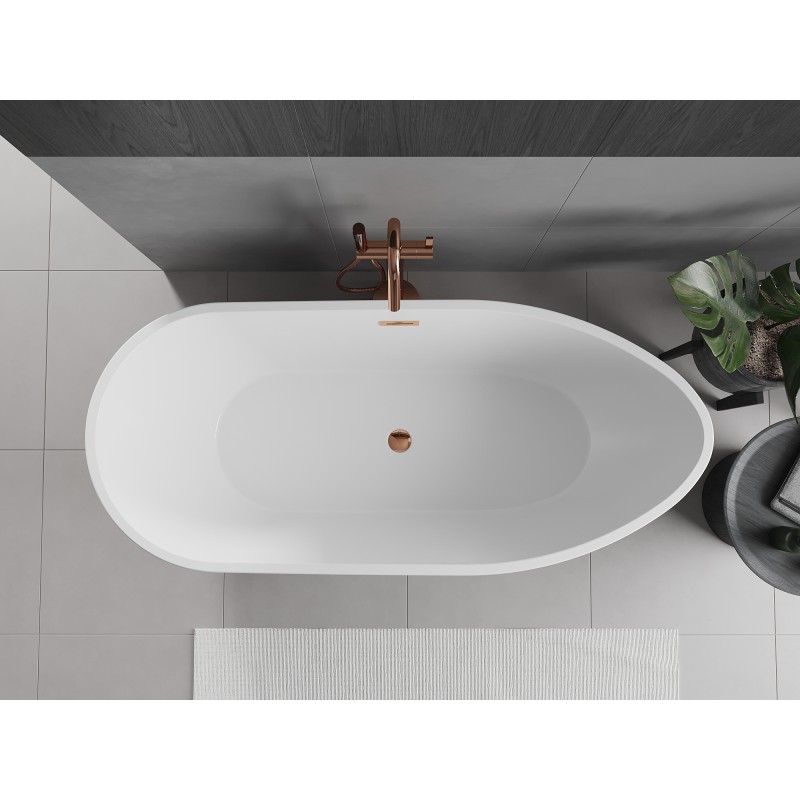 Mexen Eos freistehende Badewanne 170 x 75 cm, weiß, Überlauf Roségold - 52471707500-60