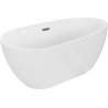 Mexen Eos freistehende Badewanne 150 x 75 cm, weiß, Überlauf gun gray gebürstet - 52471507500-66