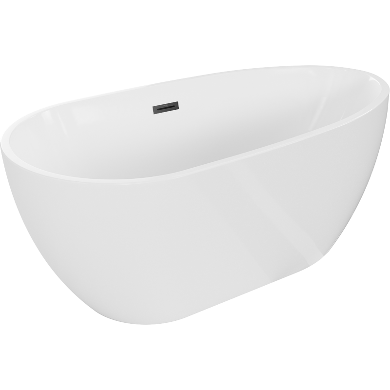 Mexen Eos freistehende Badewanne 170 x 75 cm, weiß, Überlauf schwarz - 52471707500-70