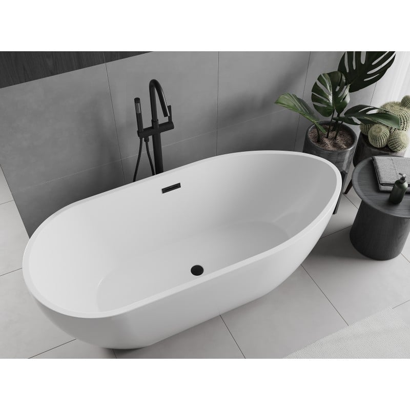 Mexen Eos freistehende Badewanne 150 x 75 cm, weiß, schwarzer Überlauf - 52471507500-70