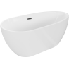 Mexen Eos freistehende Badewanne 150 x 75 cm, weiß, Überlauf Gun Metal - 52471507500-95