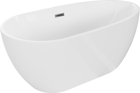 Mexen Eos freistehende Badewanne 150 x 75 cm, weiß, Überlauf Gun Metal - 52471507500-95
